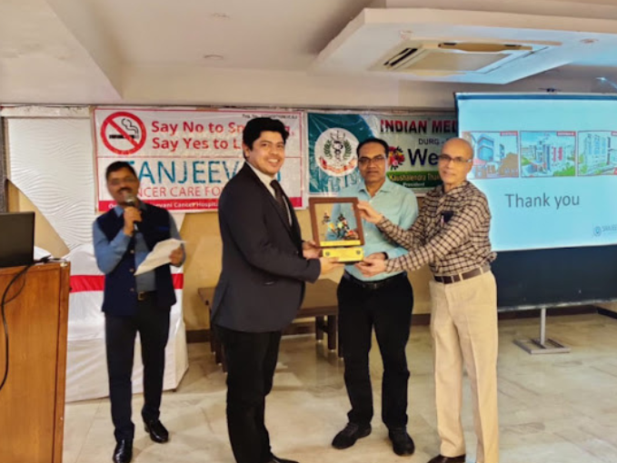 Dr. Avinash Tiwari Palliative, MD, Medicine Specialist, Raipur, Chhattisgarh being awarded